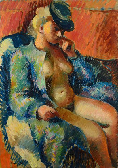 Pierre DE BELAY (1890-1947) Woman with bathrobe
Oil on canvas
Signed lower left,...