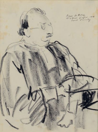 Pierre DE BELAY (1890-1947) Maître de Moro-Giafferri
Procès Stavisky
Fusain
Signé...