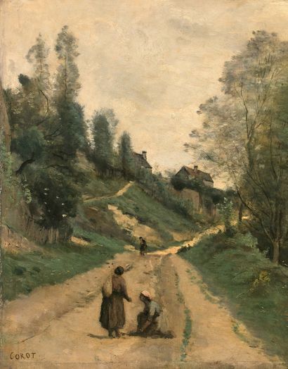 Camille Jean-Baptiste COROT (1796-1875) Gouvieux, près Chantilly, chemin montant,...