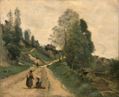 Camille Jean-Baptiste COROT (1796-1875) Gouvieux, near Chantilly, rising road, ca....
