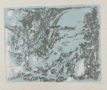 Maria - Elena VIEIRA DA SILVA (1908-1992) Carte Marine ou Paysage baroque. 1959
Sérigraphie...