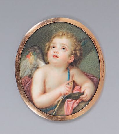 Anton Raphael MENGS (Allemagne, 1727-1779), d'après 
Portrait miniature ovale de...