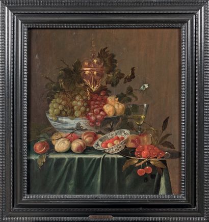 Harmen LOEDING (Leyde, vers 1637 - vers 1673) 
Nature morte aux coupes de fruits...