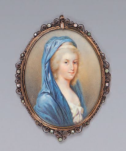 Heinrich Friedrich FÜGER (1751-1818), dans le goût de Portrait miniature ovale de...