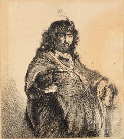Anonyme d'après Rembrandt Van Rijn (1606-1669). 
« Autoportrait de Rembrandt avec...