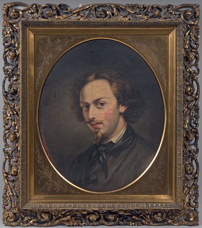 Virginie BOVIE (Bruxelles, 1827 - ? 1887) 
Portrait d'homme
Toile ovale.
53 x 43...