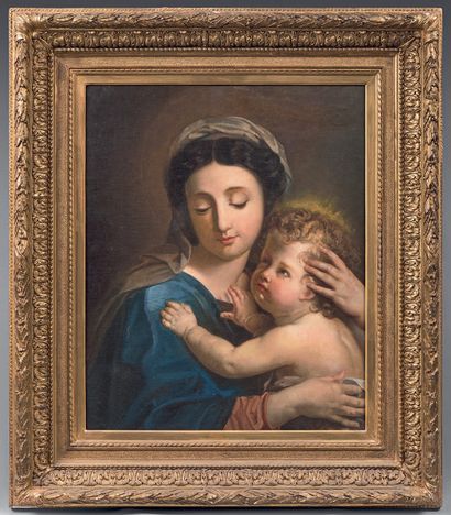 École ITALIENNE du début du XIXe siècle 
La Vierge à l'Enfant
Toile.
65,5 x 57 c...