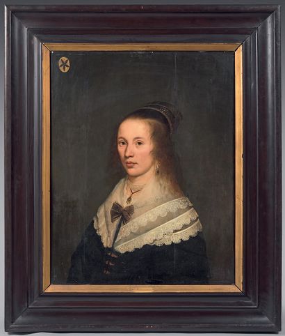 Jacob Gerritsz CUYP (Dordrecht, 1594-1651/52) *Portrait de Madame Berch de Dordrecht
Panneau...