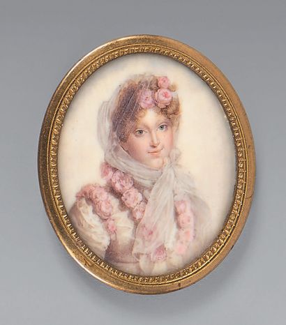 Jean-Baptiste ISABEY (1767-1855), d'après 
Portrait miniature ovale de l'impératrice...