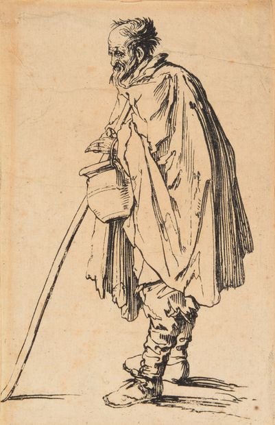 Anonyme d'après Jacques Callot (1592-1635). « Les
Gueux, Le mendiant au couvert »...
