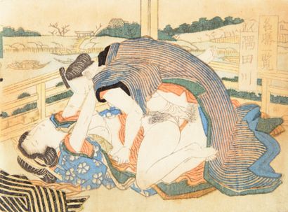null Ensemble de trois shunga, Koban yoko-e :
IKEDA EISEN (1790-1848)
- Edo no hana...