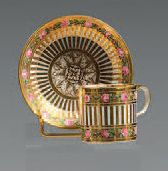 Coffee cup and its saucer in porcelain of...