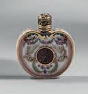 Small porcelain bottle with mount in vermeil...