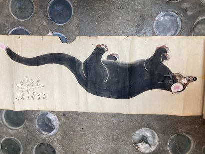 JAPON - Milieu de l'époque Edo (1603-1868) Polychrome ink on paper, martens, weasels,...