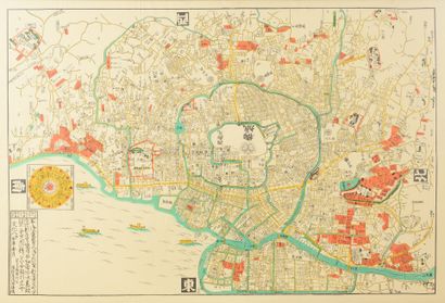 JAPON Edo map, dated Bunka 8 (1811). Withdrawal.
Sight: 58.7 x 87.7 cm
Framed.