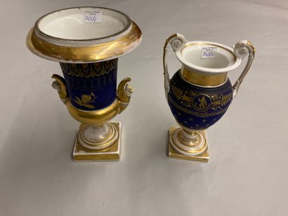PARIS Two porcelain vases, one of baluster shape the other of Medici shape, some...