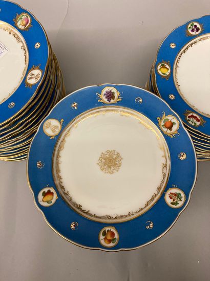 PARIS Porcelain dessert service comprising 61 porcelain plates with contoured edges,...