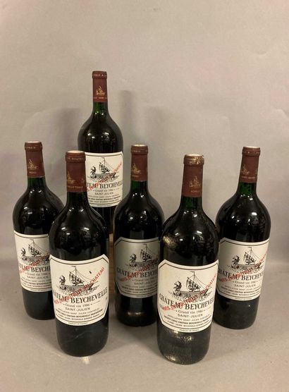 null 6 magnums Château BEYCHEVELLE, 4° cru Saint-Julien 1986 (2 J) cb