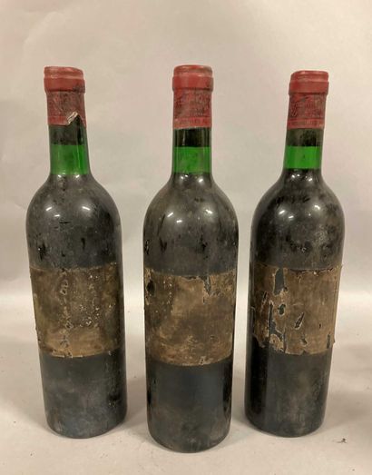 null 3 bouteilles Château LAFITE-ROTHSCHILD, 1° cru Pauillac 1974 (ett, es, eta mais...