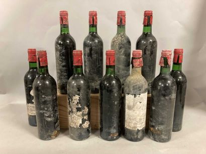 null 11 bouteilles Château LEOVILLE-LAS-CASES, 2° cru Saint-Julien 1975 (SE ou eta,...