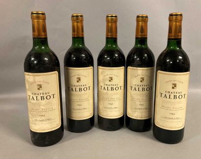 null 5 bouteilles Château TALBOT, 4° cruSaint Julien1985 (elt, els, 3 TLB, 2 LB)