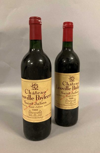 null 2 bouteilles Château LEOVILLE POYFERRE, 2° cru Saint-Julien 1988 (es, elt)
