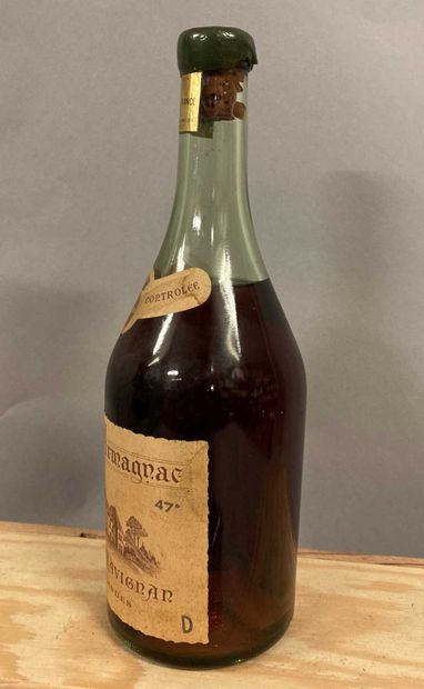 null 1 bouteille BAS-ARMAGNAC Ch. De Ravignan 1952 (MB, capsule cire abimée)