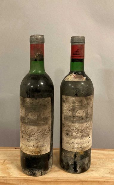 null 2 bouteilles Château LEOVILLE-LAS-CASES, 2° cru Saint-Julien 1970 (ets, et,...