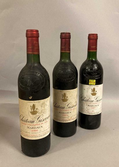 null 3 bouteilles Château GISCOURS, 3° cru Margaux (2 de 1986, et, es, 1 LB; 1 de...