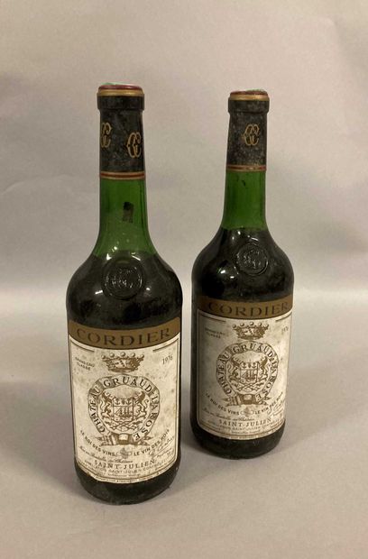 null 2 bouteilles Château GRUAUD-LAROSE, 2° cru Saint-Julien 1976 (et, 1 LB, 1 M...