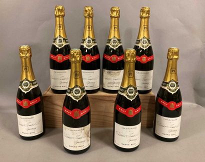 null 8 bouteilles CHAMPAGNE "Grand Brut", Perrier-Jouët (année 80, 3 LB, dépôt en...