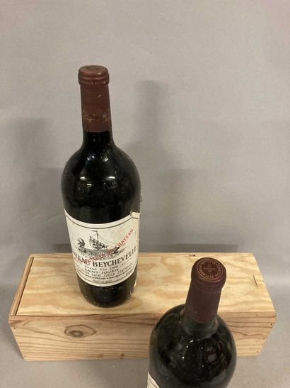 null 2 magnums Château BEYCHEVELLE, 4° cru Saint-Julien 1980 (elt, bon niveau)