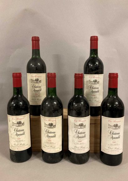 null 6 bouteilles Château ARNAULD, Haut-Médoc (3 de 1985, et, es, J; 3 de 1986, et,...