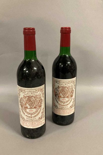 null 2 bouteilles Château PICHON BARON, 2° cru Pauillac 1984 (es, elt, capsule neutre...