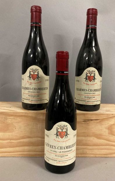 null 2 bouteilles CHARMES-CHAMBERTIN, Geantet-Pansiot 1998 (etls, on y joint 1 bbl...