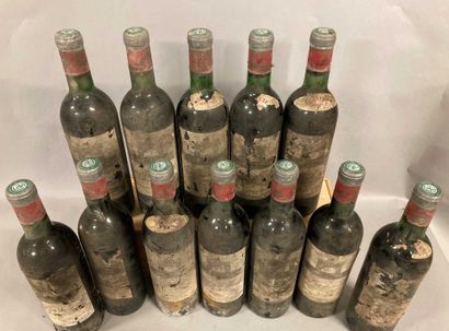 null 12 bouteilles Château LEOVILLE-LAS-CASES, 2° cru Saint-Julien 1970 (es, ett,...