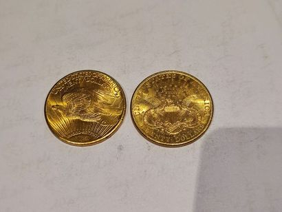 null 
2 pièces de 20 Dollars or datées 1904 et 1928
