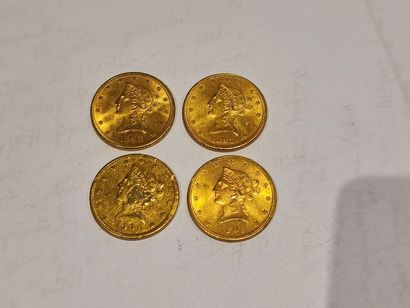 null 
4 pièces de 10 Dollars or datées 1898 (x2) et 1901 (x2)

