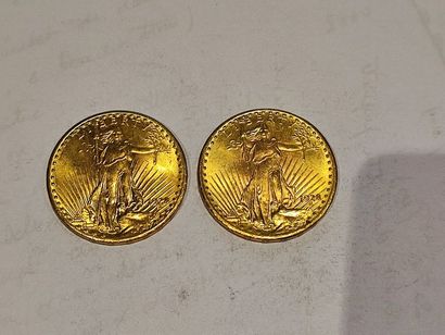 
2 pièces de 20 Dollars or datées 1928
