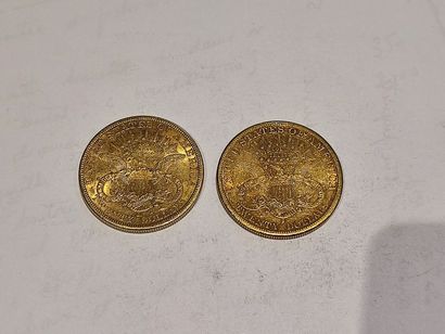 null 
2 pièces de 20 Dollars or datées 1878 et 1883

