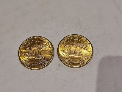 null 
2 pièces de 20 Dollars or datées 1928
