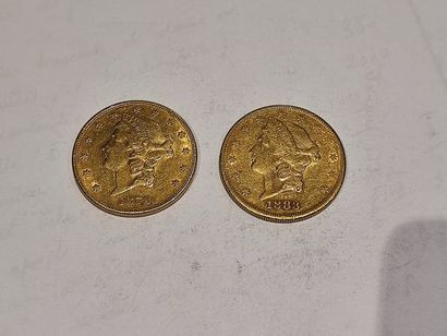 null 
2 pièces de 20 Dollars or datées 1878 et 1883
