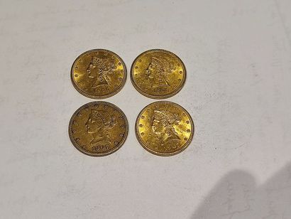 null 
4 pièces de 10 Dollars or datées 1906 (x2) et 1907 (x2)
