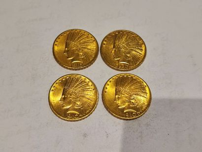  4 pièces de 10 Dollars or datées 1910 