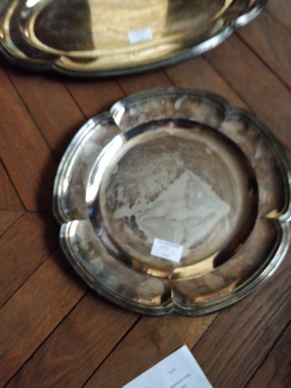 null 
Two silver dishes 950°/°° : 1 round 910gr and 1 oval 1450gr, Minerve hallmark,...