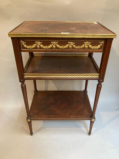 Side table with three trays, gilded bronze...