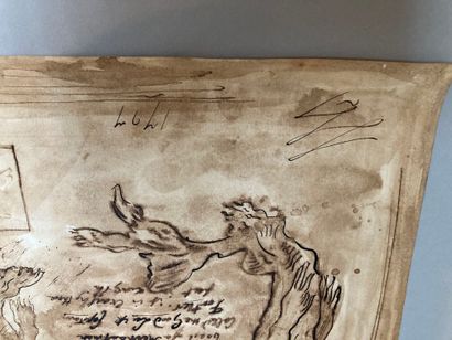 null Pen and brown ink, bears inscriptions (description of a mermaid by an English...
