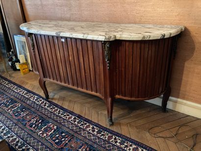 Mahogany sideboard with three curtained leaves....