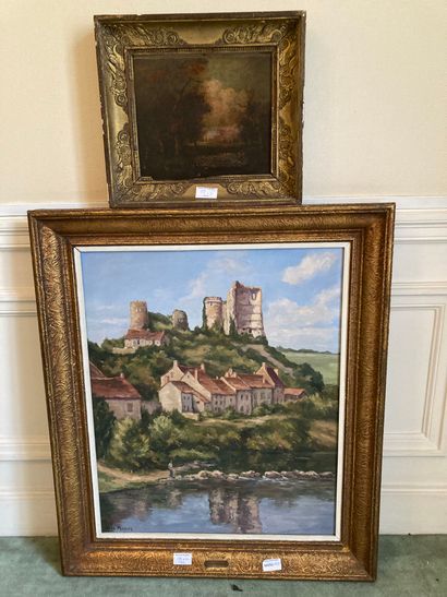 View of Hérisson. Oil on canvas signed Jean...