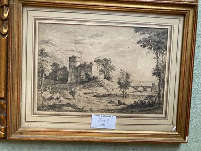 null Lot of 9 engravings including View of Bernaldo, View of Catauzaro, View of country...
